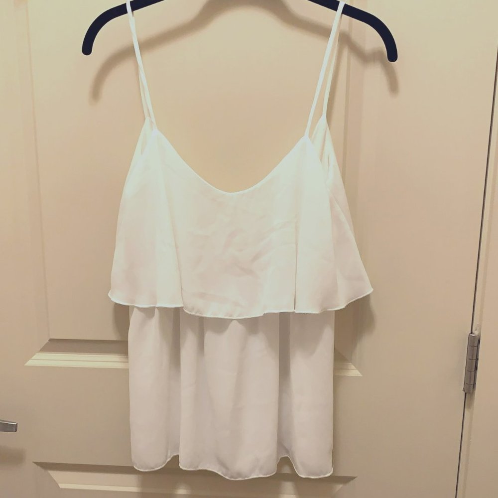 Newbury Kustom White Double Layered Ruffle Cami Size Small